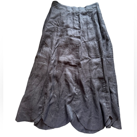 Zimmermann Riders Belted Scalloped Linen Midi Skirt - Black Size 2 - Picture 4 of 7